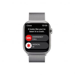 Apple Watch Series 8 GPS + Cellular 45mm ezüstszínű rozsdamentesacél tok, ezüstszínű milánói szíj (MNKJ3CM/A)