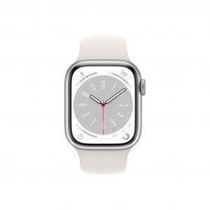 Apple Watch Series 8 GPS 41mm ezüstszínű alumínium tok, fehér sportszíj (MP6K3CM/A / MP6L3LL/A)