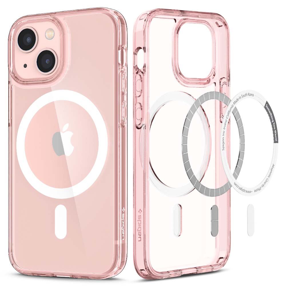Spigen Ultra Hybrid MagSafe kompatibilis Apple iPhone 13 mini tok átlátszó-rózsaszín (ACS03324)