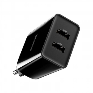 Baseus speed mini adapter, 2x USB, 2A, 10,5 W, fekete (CCFS-R01)
