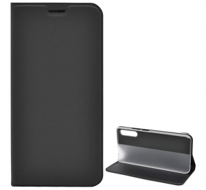 Tok álló, bőr hatású (FLIP, oldalra nyíló, asztali tartó funkció) FEKETE [Huawei P Smart Pro (2019)]