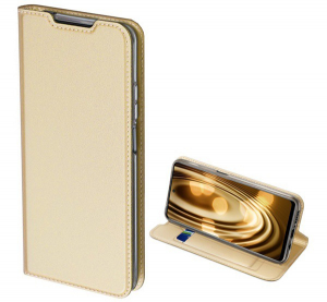DUX DUCIS SKIN PRO tok &aacute;ll&oacute;, bőr hat&aacute;s&uacute; (FLIP, oldalra ny&iacute;l&oacute;, bankk&aacute;rtya tart&oacute;, asztali tart&oacute; funkci&oacute;) ARANY [Xiaomi Mi 10T Lite 5G]