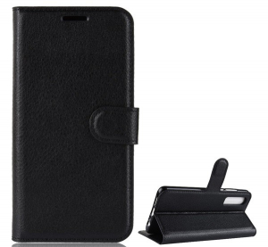 Tok &aacute;ll&oacute;, bőr hat&aacute;s&uacute; (FLIP, oldalra ny&iacute;l&oacute;, asztali tart&oacute; funkci&oacute;, pr&eacute;mium) FEKETE [Huawei P30]