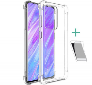 IMAK szilikon telefonvédő (közepesen ütésálló, légpárnás sarok + képernyővédő fólia) ÁTLÁTSZÓ [Samsung Galaxy S20 Ultra 5G (SM-G988B)]