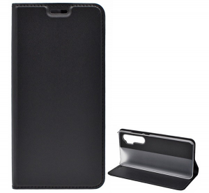 Tok &aacute;ll&oacute;, bőr hat&aacute;s&uacute; (FLIP, oldalra ny&iacute;l&oacute;, asztali tart&oacute; funkci&oacute;) FEKETE [Xiaomi Mi Note 10 Lite]