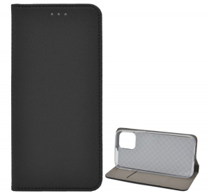 Tok &aacute;ll&oacute;, bőr hat&aacute;s&uacute; (FLIP, oldalra ny&iacute;l&oacute;, asztali tart&oacute; funkci&oacute;, rombusz minta) FEKETE [Apple iPhone 12 Pro Max]