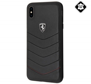 CG MOBILE Ferrari Scuderia műanyag telefonvédő (valódi bőr hátlap) FEKETE [Apple iPhone XS Max 6.5]