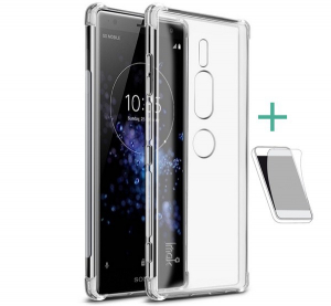 IMAK szilikon telefonvédő (közepesen ütésálló, légpárnás sarok + képernyővédő fólia) ÁTLÁTSZÓ [Sony Xperia XZ2 Premium (H8166)]