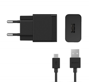 Sony USB-A hálózati töltő + USB-C kábel fekete "Gigapack csomagolás" (UCH12_UCB20)