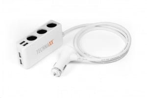 Technaxx 4-port USB & 3 foglalat autós adapter (4592)