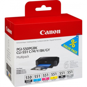 Canon PGI-550/CLI-551 PGBK/C/M/Y/BK/GY Multipack tintapatron  (6496B005)