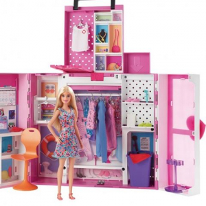 Mattel Barbie: Álom öltözőszoba szennyesledobóval (HGX57)
