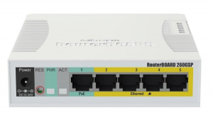 MikroTik RB260GSP 5+1 portos PoE Soho Switch (CSS106-1G-4P-1S)