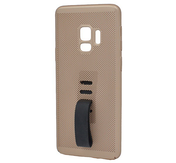 Műanyag telefonvédő (gumírozott, lyukacsos, ujjra húzható szilikon) ARANY [Samsung Galaxy S9 (SM-G960)]