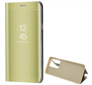 Tok álló (aktív FLIP, oldalra nyíló, asztali tartó funkció, tükrös felület, Mirror View Case) ARANY [Samsung Galaxy S20 Ultra 5G (SM-G988B)]