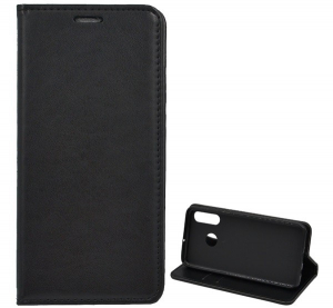 Tok &aacute;ll&oacute;, bőr hat&aacute;s&uacute; (FLIP, oldalra ny&iacute;l&oacute;, asztali tart&oacute; funkci&oacute;) FEKETE [Huawei P30 Lite (Nova 4e)]