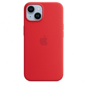 Apple MagSafe-rögzítésű iPhone 14 szilikontok (PRODUCT)RED - piros (MPRW3ZM/A)
