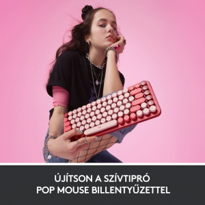 Logitech POP Keys vezeték nélküli US billentyűzet Heartbreaker - rózsaszín-bordó (920-010737)