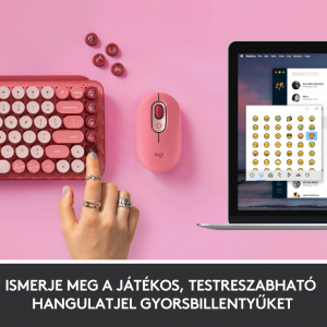 Logitech POP Keys vezeték nélküli US billentyűzet Heartbreaker - rózsaszín-bordó (920-010737)