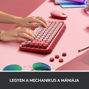 Logitech POP Keys vezeték nélküli US billentyűzet Heartbreaker - rózsaszín-bordó (920-010737)