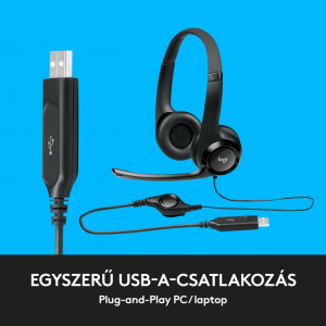 Logitech H390 zajszűrős USB mikrofonos fejhallgató (981-000406)