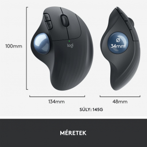 Logitech ERGO M575 vezeték nélküli hanyattegér grafitszürke (910-005872)