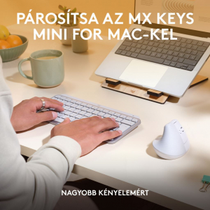Logitech Lift for Mac függőleges ergonómikus vezeték nélküli egér fehér (910-006477)