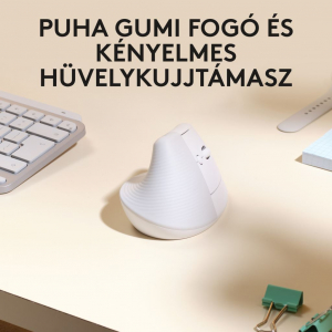 Logitech Lift for Mac függőleges ergonómikus vezeték nélküli egér fehér (910-006477)