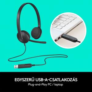 Logitech Headset H340 mikrofonos fejhallgató USB csatlakozó (981-000475 / 981-000509)