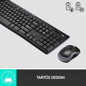 Logitech Wireless Desktop MK270 vezeték nélküli angol billentyűzet UK + egér (920-004523)