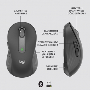 Logitech Signature M650 nagyméretű for Business vezeték nélküli egér grafitszürke (910-006348)