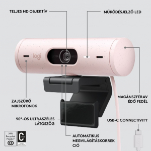 Logitech Brio 500 Full HD webkamera rózsaszín (960-001421)