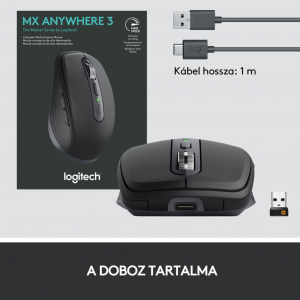 Logitech MX Anywhere 3 vezeték nélküli bluetooth egér grafitszürke (910-005988)