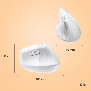 Logitech Lift for Mac függőleges ergonómikus vezeték nélküli egér fehér (910-006477)