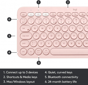 Logitech K380 Multi-Device Bluetooth német billentyűzet rózsaszín (920-009583)