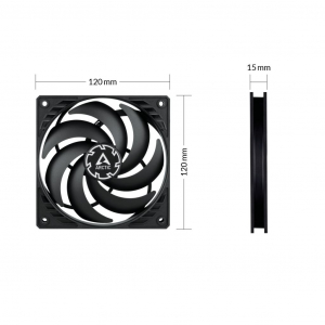 Arctic P12 Slim PWM PST ház hűtő ventilátor 12cm fekete 3db (ACFAN00275A)