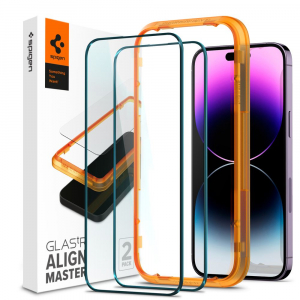 Spigen AlignMaster GLAS.tR Full Cover Apple iPhone 14 Pro kijelzővédő fólia fekete kerettel 2db (AGL05216)