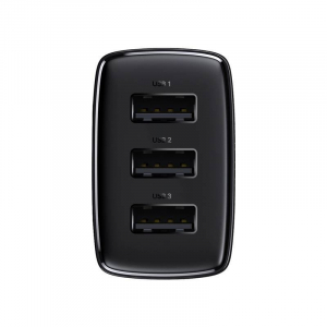 Baseus kompakt gyorstöltő 3x USB-A 17W fekete (CCXJ020101)