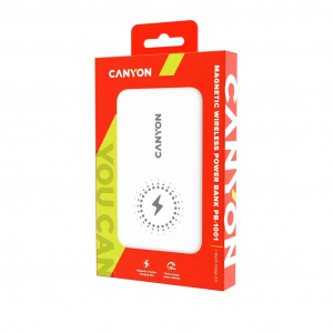 Canyon CNS-CPB1001W 10000mAh Power Bank vezeték nélküli töltés funkcióval fehér