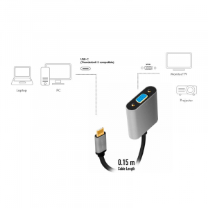 Logilink USB 3.2 Gen1 Type-C adapter, C/M --> VGA 0,15 m (CUA0104)