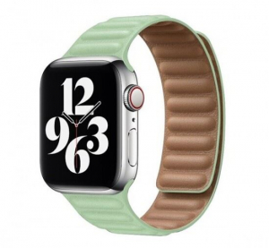 Utángyártott Apple Watch műbőr pánt szíj, 42/44/45mm keki (69351)