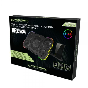 Esperanza BREVA notebook hűtőpad 17”-ig mobiltelefon tartóval (EGC107)