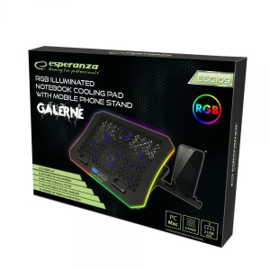Esperanza GALERNE notebook hűtőpad 19”-ig mobiltelefon tartóval (EGC109)