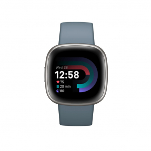 Fitbit versa 4 okosóra Waterfall Blue / Platinum Aluminum (FB523SRAG)