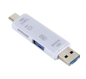 Adapter 5in1 (USB/microUSB/Type-C, OTG, microSD / pendrive olvas&oacute;) FEH&Eacute;R