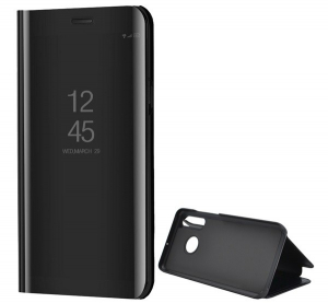 Tok álló (aktív FLIP, oldalra nyíló, asztali tartó funkció, tükrös felület, Mirror View Case) FEKETE [Huawei P30 Lite (Nova 4e)]