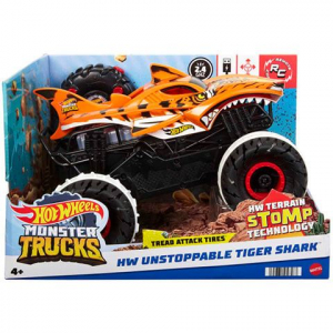 Mattel Hot Wheels Monster Trucks távirányítós terepmászó Tiger Shark járgány 1:15 (HGV87)