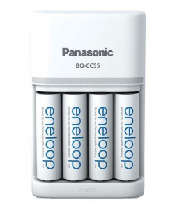 Panasonic BQ-CC55 akkuml&aacute;tor gyorst&ouml;ltő + 4db AA 2000mAh akkumul&aacute;tor (K-KJ55MCD40E)