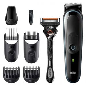 Braun MGK3345 multifunkciós testszőrzet ápoló, 7az1-ben szakállvágó, 5 tartozék és egy Gillette ProGlide borotva