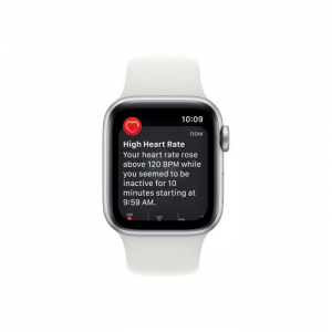 Apple Watch SE (2022) GPS 40mm ezüstszínű alumíniumtok, fehér sportszíj (MNJV3CM/A)